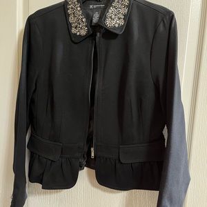 Inc petite black jacket with embellished collar. Petite medium.